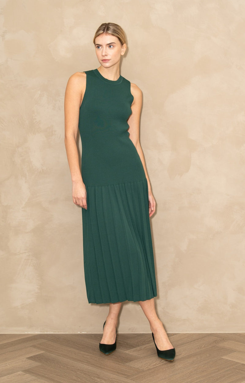 Emmy Pleat Hem Midi Knit Dress