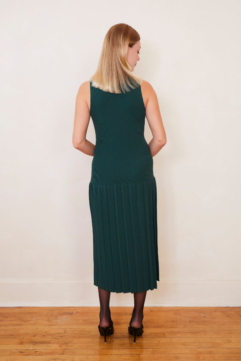 Emmy Pleat Hem Midi Knit Dress